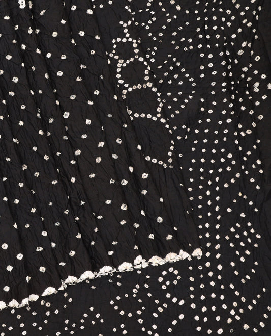 Borderless Black Bandhani Dola Silk Saree
