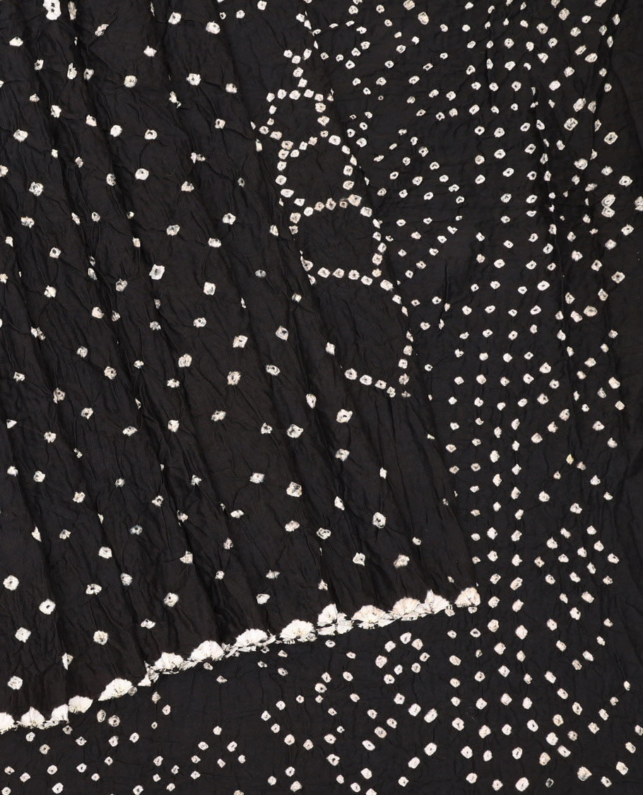 Borderless Black Bandhani Dola Silk Saree
