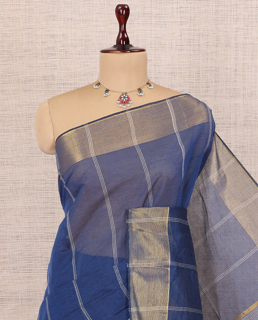 Blue Jute Cotton Saree