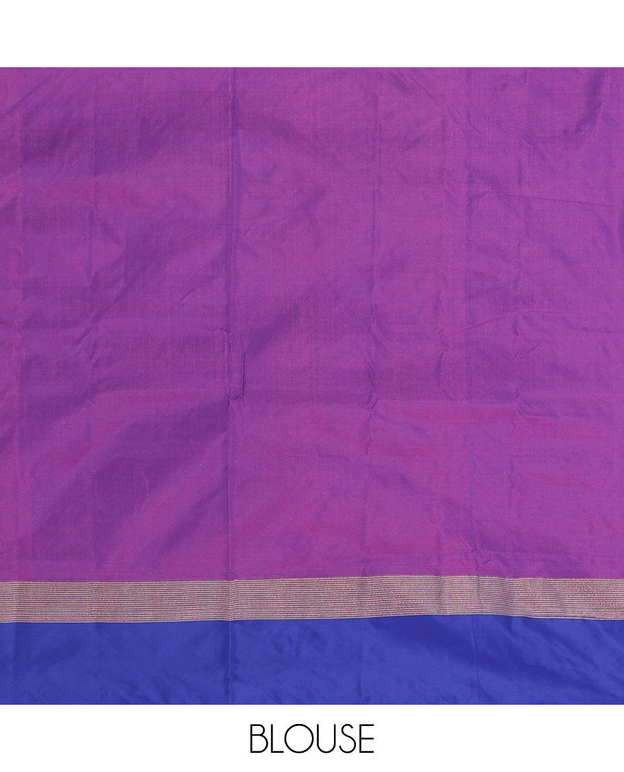 Rani pink thread butta semi soft silk saree with satin border & lining pallu along with plain blouse