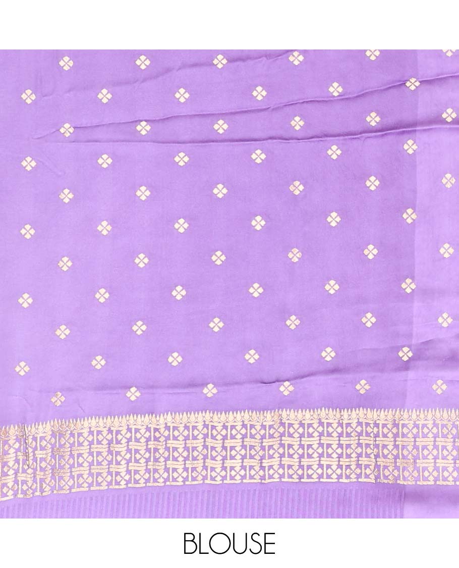 lavender striped mushru silk saree with animal motifs border & pallu of argyle pattern
