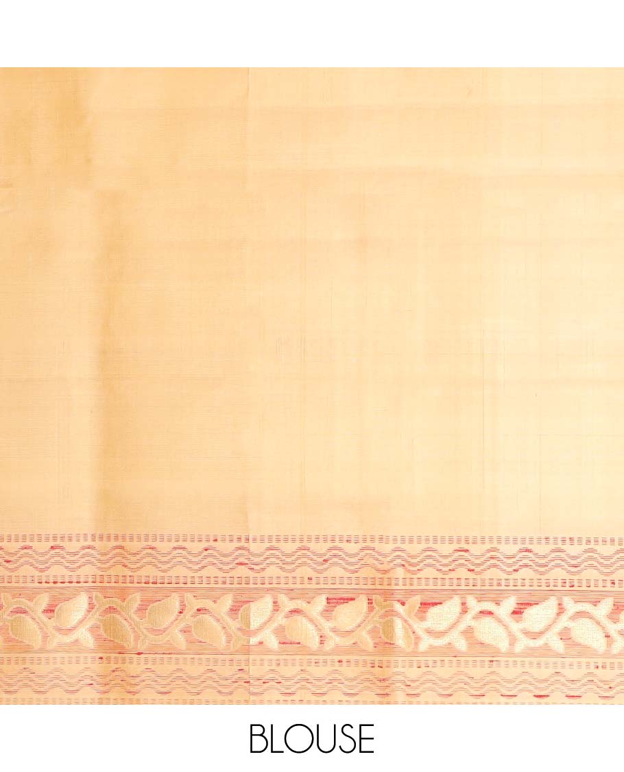 Multi-color soft silk saree with contrast temple border & sptriped pallu