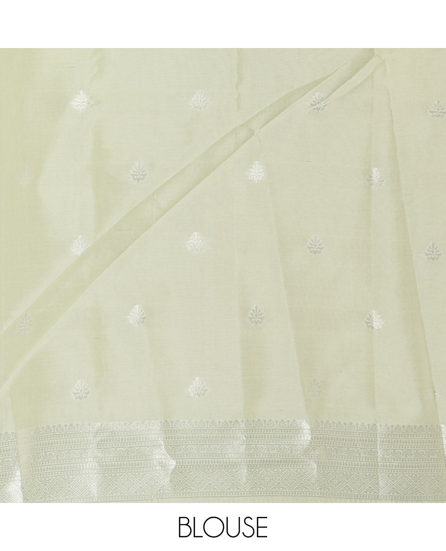 Liril Green Elite Soft Silk Saree, Subtly Sparkled with Ogee Jacquard Design, a Traditional Zari Border, Zari Pallu, and a Matching Blouse