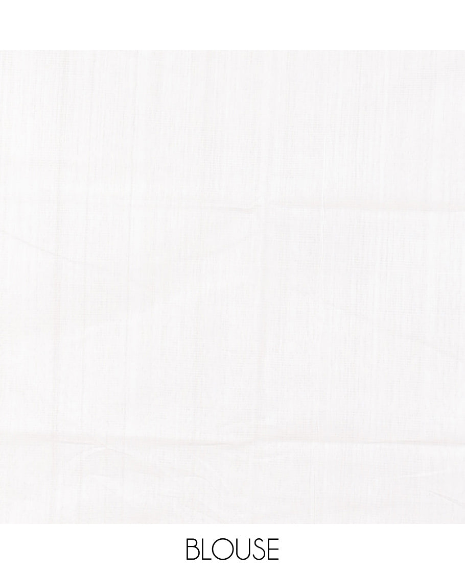 Borderless White plain design khadi cotton saree