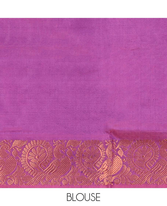 Green floral motifs banana pith saree with contrast zari border & striped , floral motifs pallu
