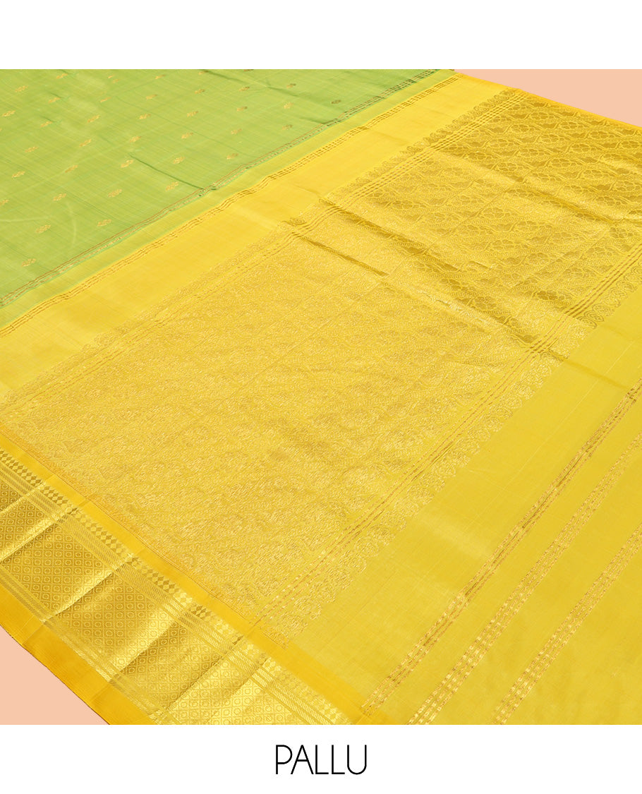 Parrot Green Kanchipuram Silk Saree