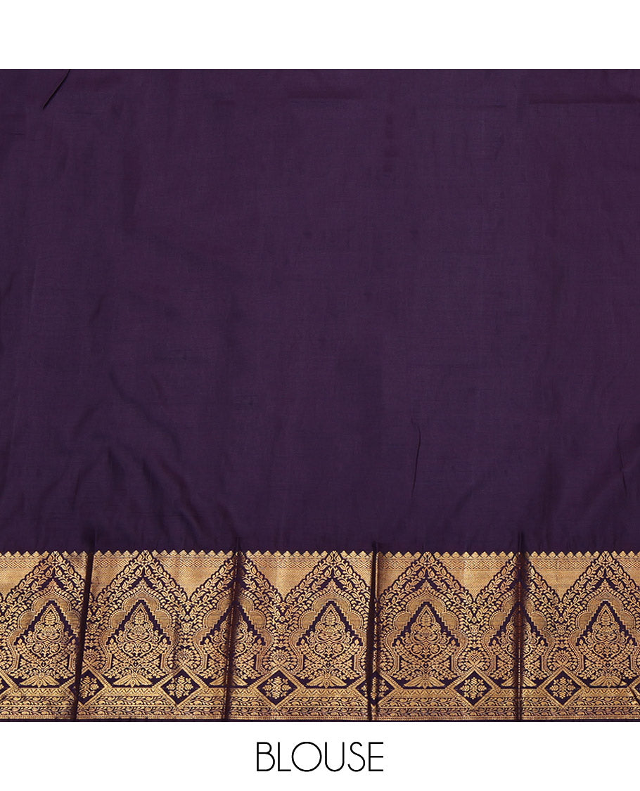 Blue Budget Silk Saree, Finely Crafted with Zari Buttas and Stripes, Complemented by a Contrast Traditional Border, Grand Pallu, and a Contrast Blouse