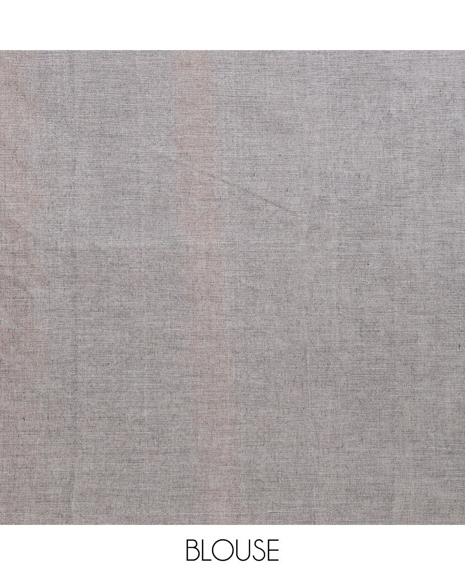Borderless grey floral buttas Combatiore cotton saree, self-pallu of chevron & floral designs