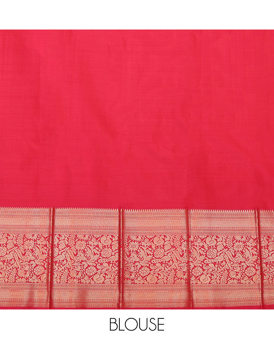 Blue Budget Silk Saree, Woven with Zari Stripes and Paisley Buttas All Over Its Body, Highlighted by a Traditional Zari Design Border, Contrast Pallu of Jaal Designs, and Paired with a Contrast Blouse