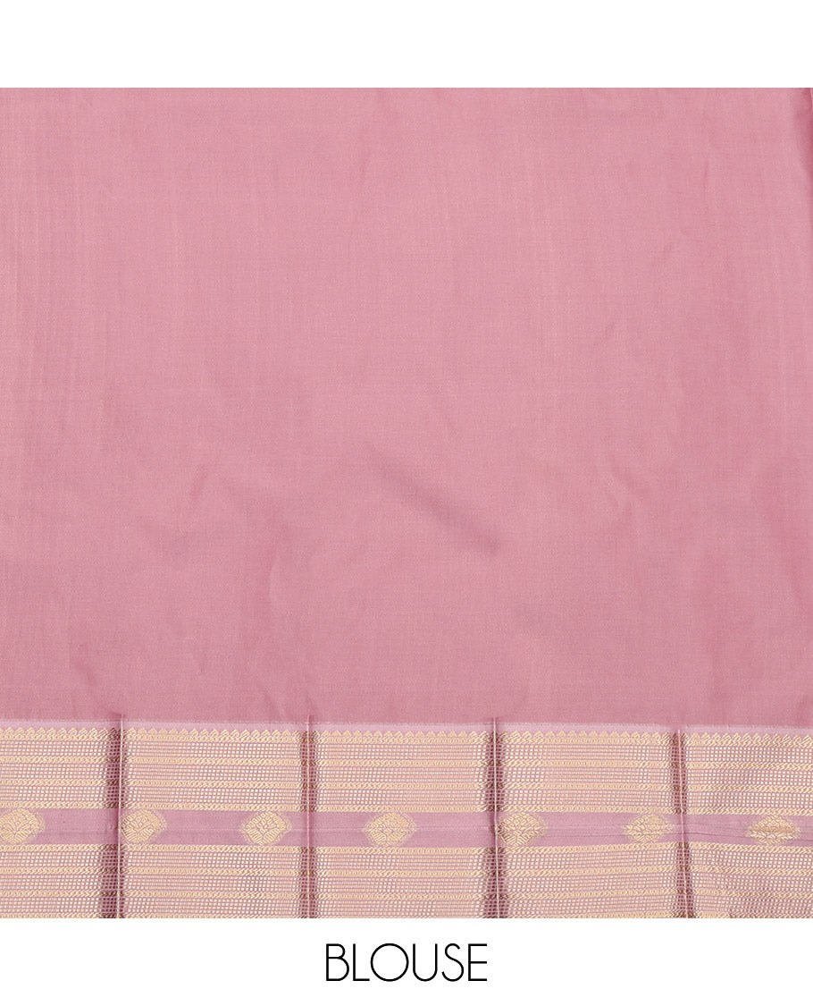 Blue Budget Silk Saree, Decked Up with Zari Buttas, Complemented by a Contrast Traditional Zari Design Border, Geometric Pallu, and a Contrast Blouse