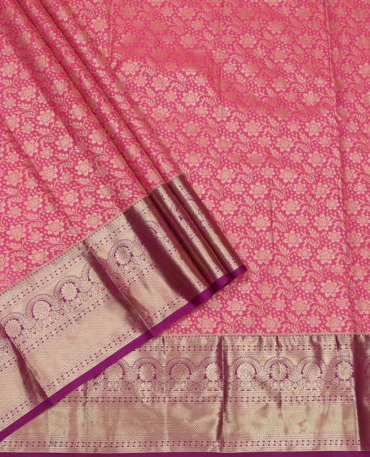 Pink Art Silk Pavadai Material Set