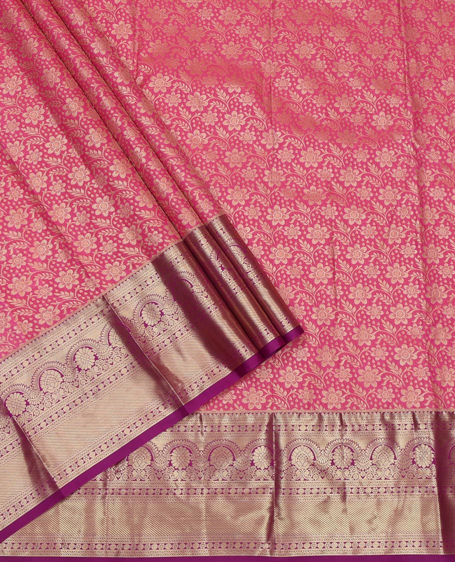 Pink Art Silk Pavadai Material Set