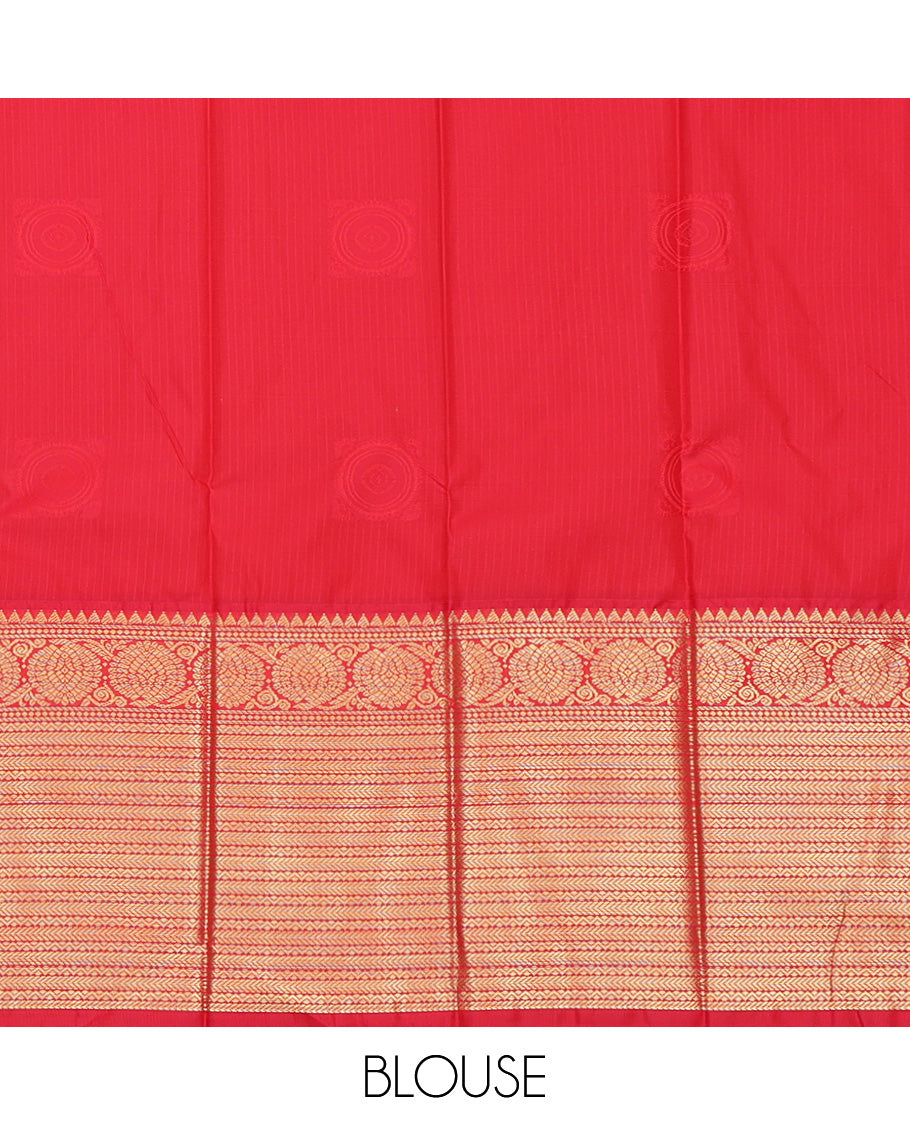 Green Contrast Zari Butta and Stripes Budget Silk Saree