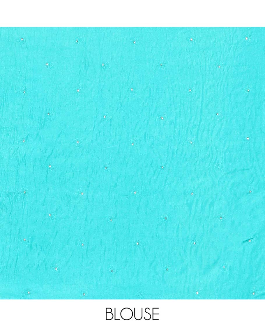 Blue Dola Silk Saree, Beautifully Bedecked with Colorful Floral-Paisley Design on Its Body, Complemented by Contrast Paisley Border, Pallu of Mughal-Style Design, and Paired with a Matching Blouse