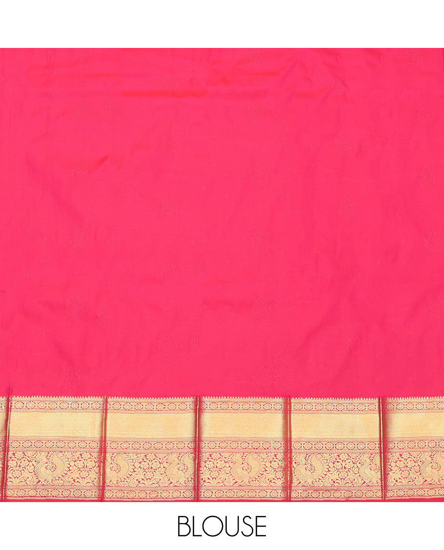 Pink Traditional Zari Butta Budget Silk Saree