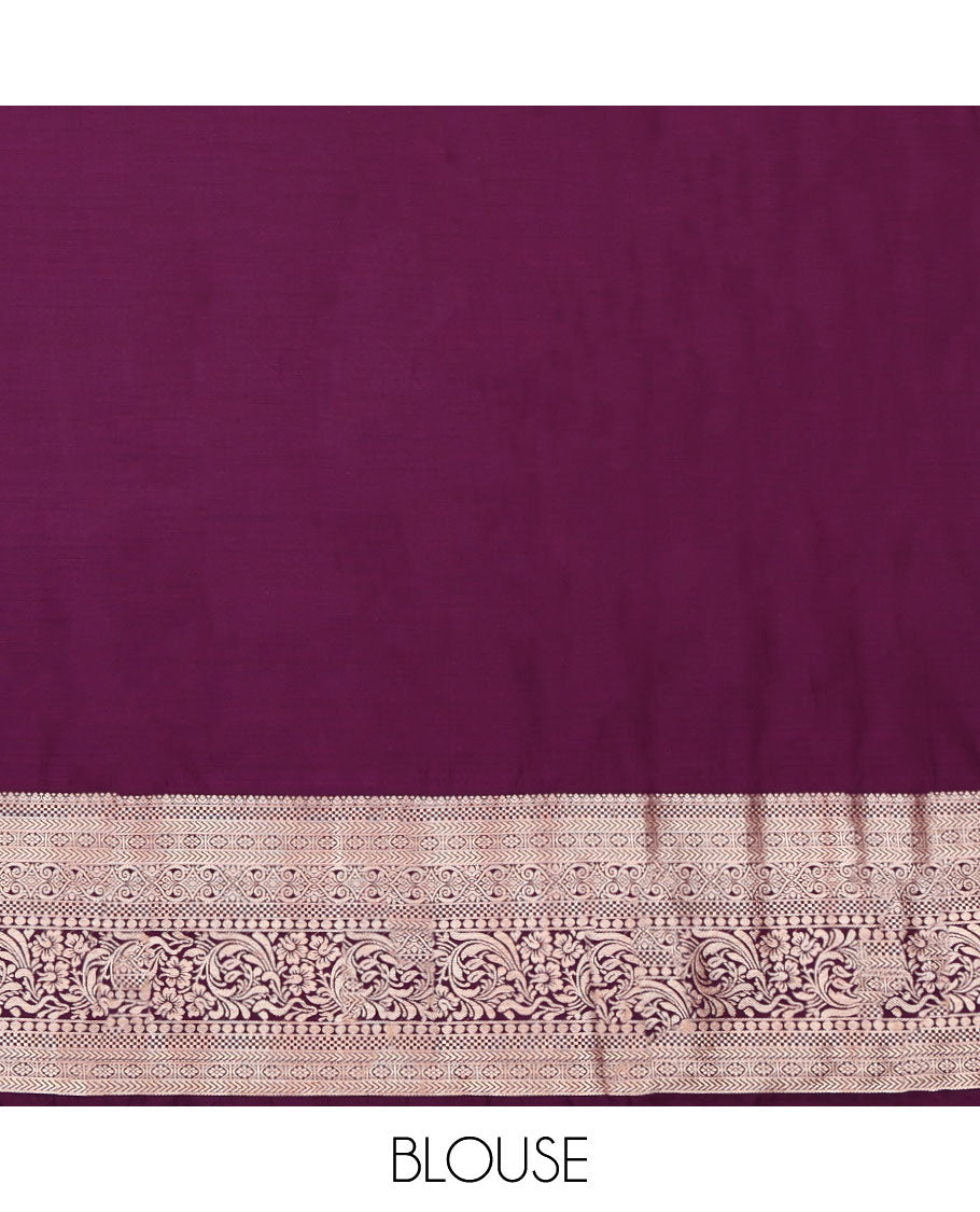 Blue Budget Silk Saree, Beautified with Zari Buttas, Complemented by a Contrast Traditional Zari Border, Pallu Steeped with Paisleys, and a Contrast Blouse