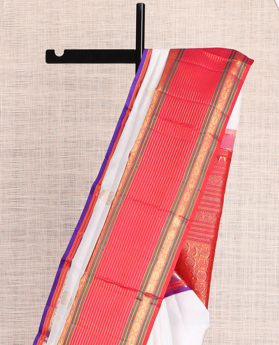 White Kanchipuram Silk Saree