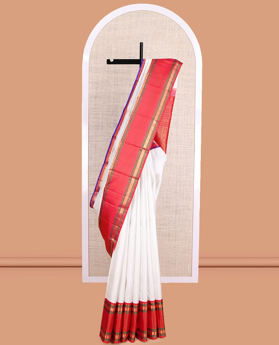 White Kanchipuram Silk Saree
