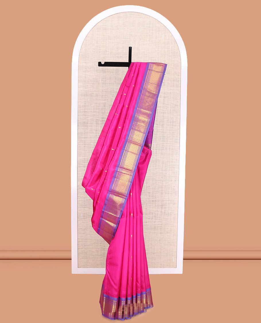Pink Woven Zari Butta Kanchipuram Silk Saree