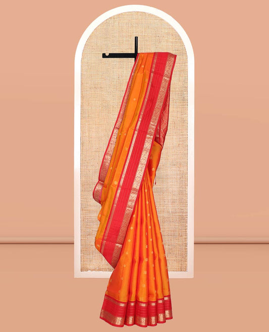 Orange Mayuri Lite Silk Mix Saree