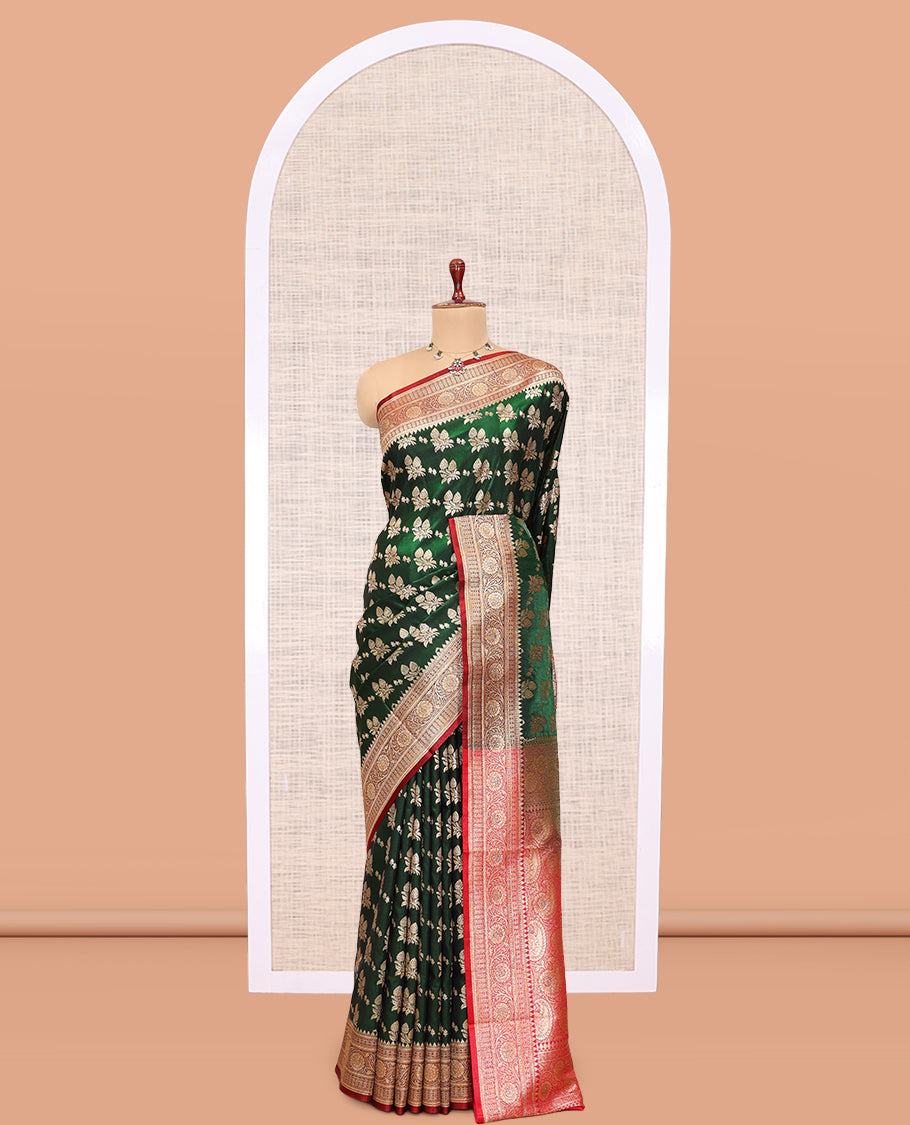 Green Semi-Banaras Nylon Saree