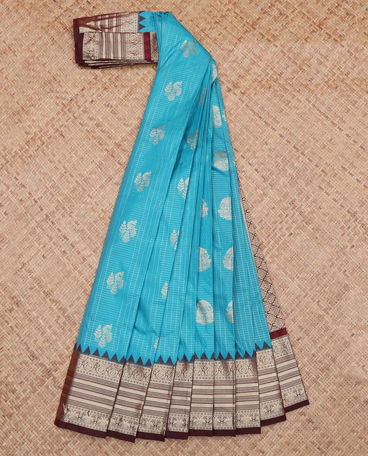 Blue Zari Butta Budget Silk Saree