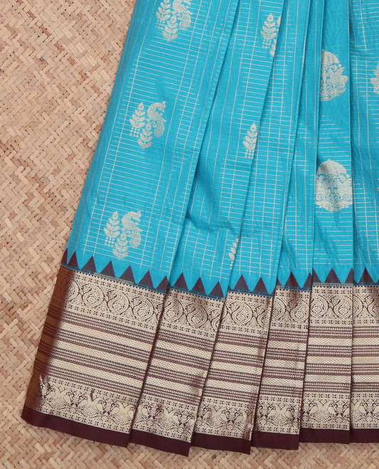 Blue Zari Butta Budget Silk Saree