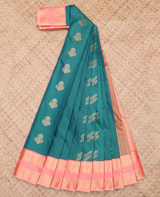 Green Rettai Pettu  Budget Silk Saree