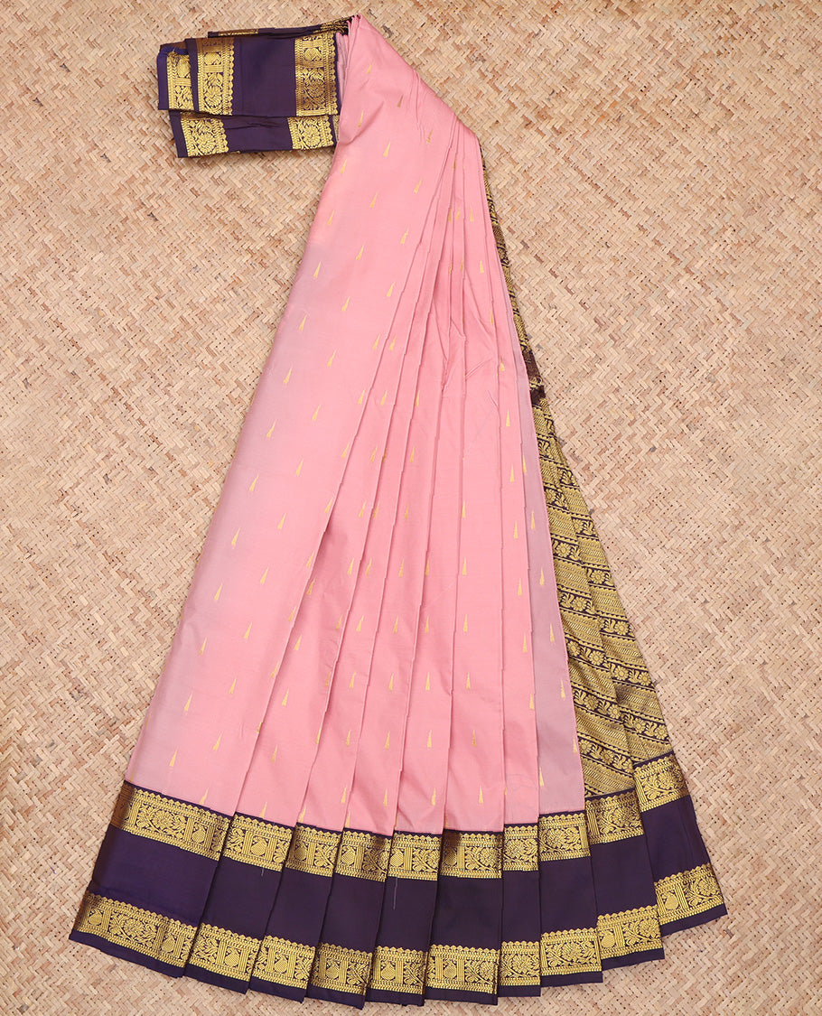 Pink Temple Buttas Budget Silk Saree