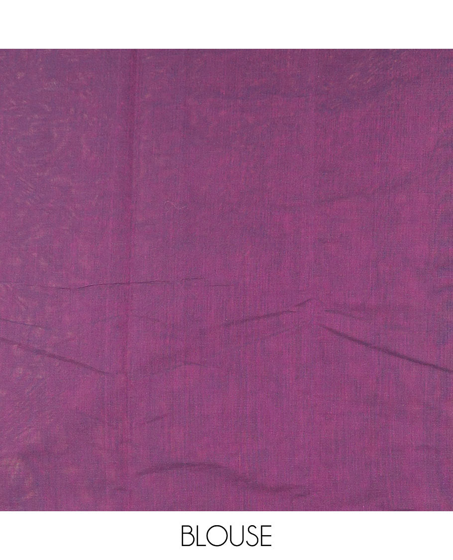 Borderless purple dotted stripes, and paisley motifs kanchi cotton saree, paisley design pallu