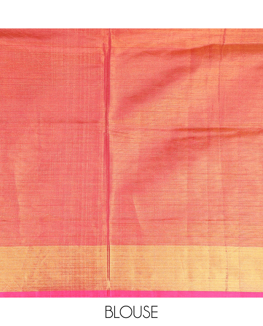 Grey floral vine and colorful bird printed Andhra cotton saree, bavanji border, and pallu of floral, and parrot print