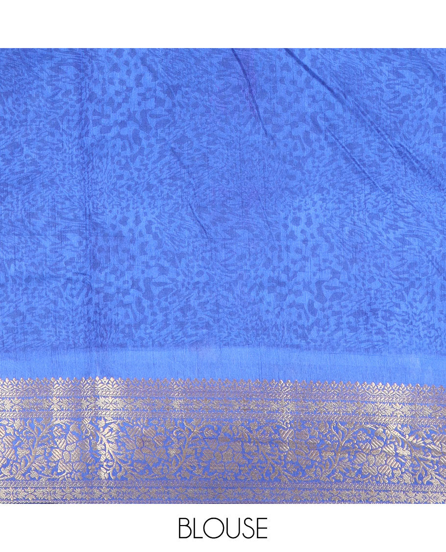 Purple Lotus vine and Pichwai cow motifs semi-banaras patola silk saree, contrast floral creeper zari border, and pallu of big peacock motifs