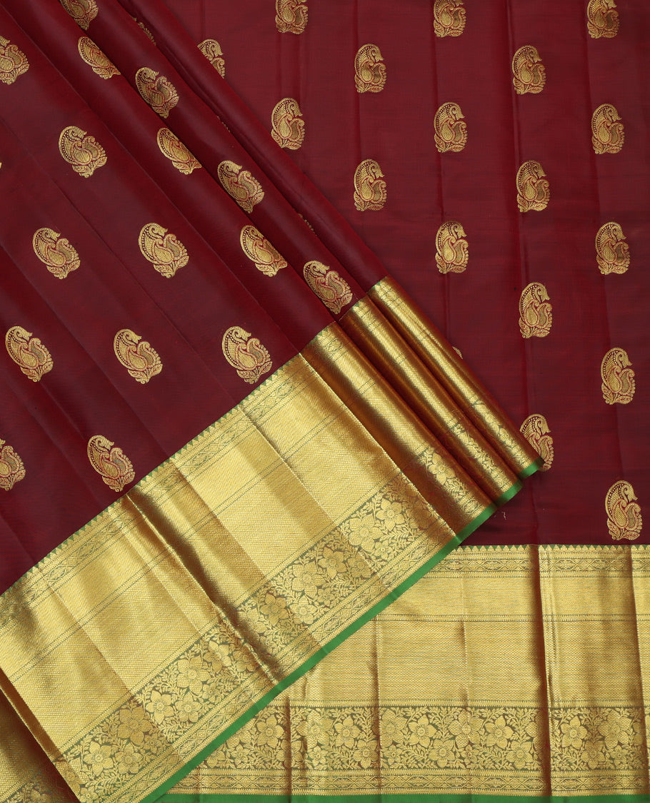 Maroon Pure Silk Pavadai Material Set