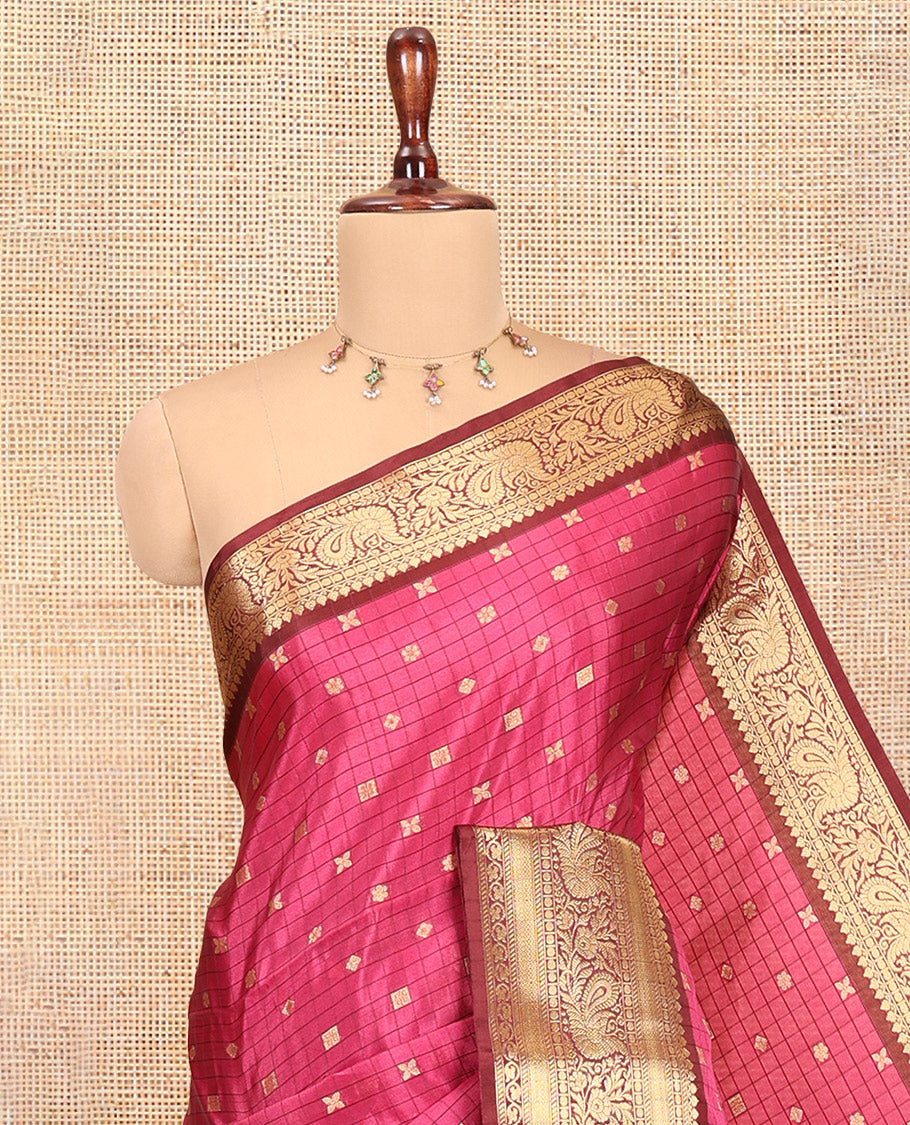 Magenta Semi-Katan Silk Saree