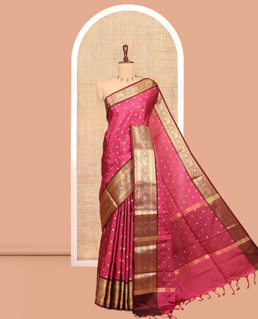 Magenta Semi-Katan Silk Saree