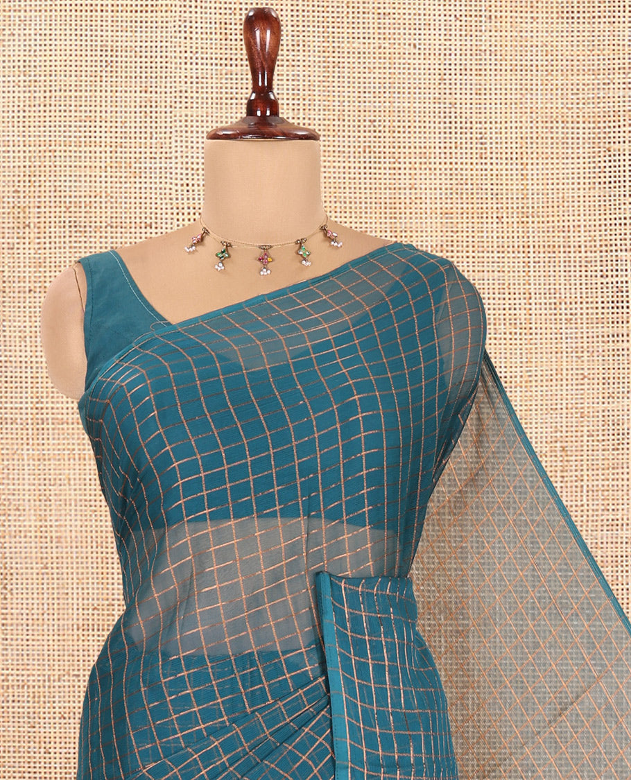 Borderless Rama Chiffon Saree