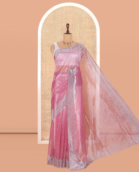 Pink Twill Net Saree