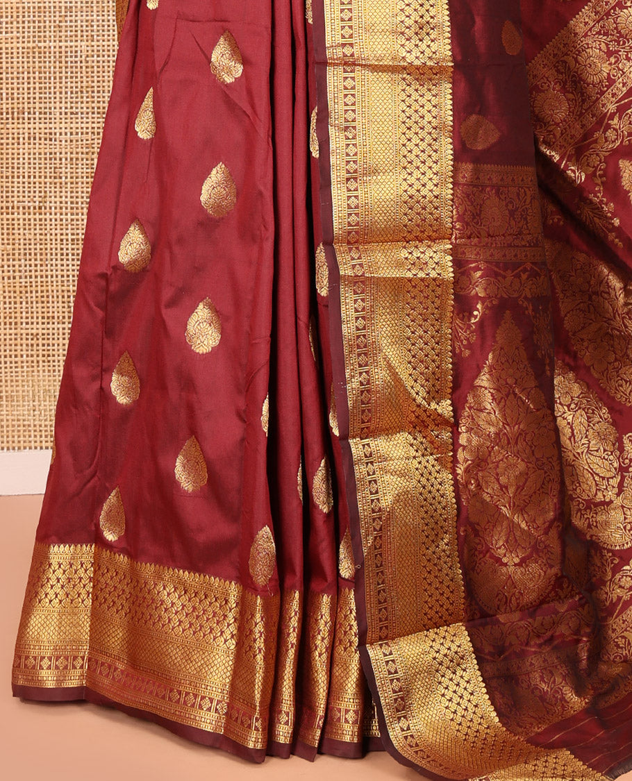 Maroon Art Silk Saree, Enriched with Zari Buttas, Traditional Border, Intricate Pallu, and a Matching Blouse