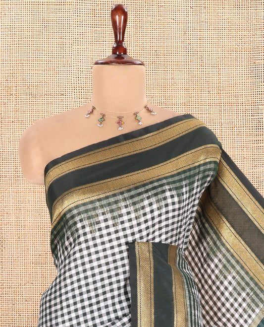 Bottle Green Chettinad-Style Soft Silk Saree