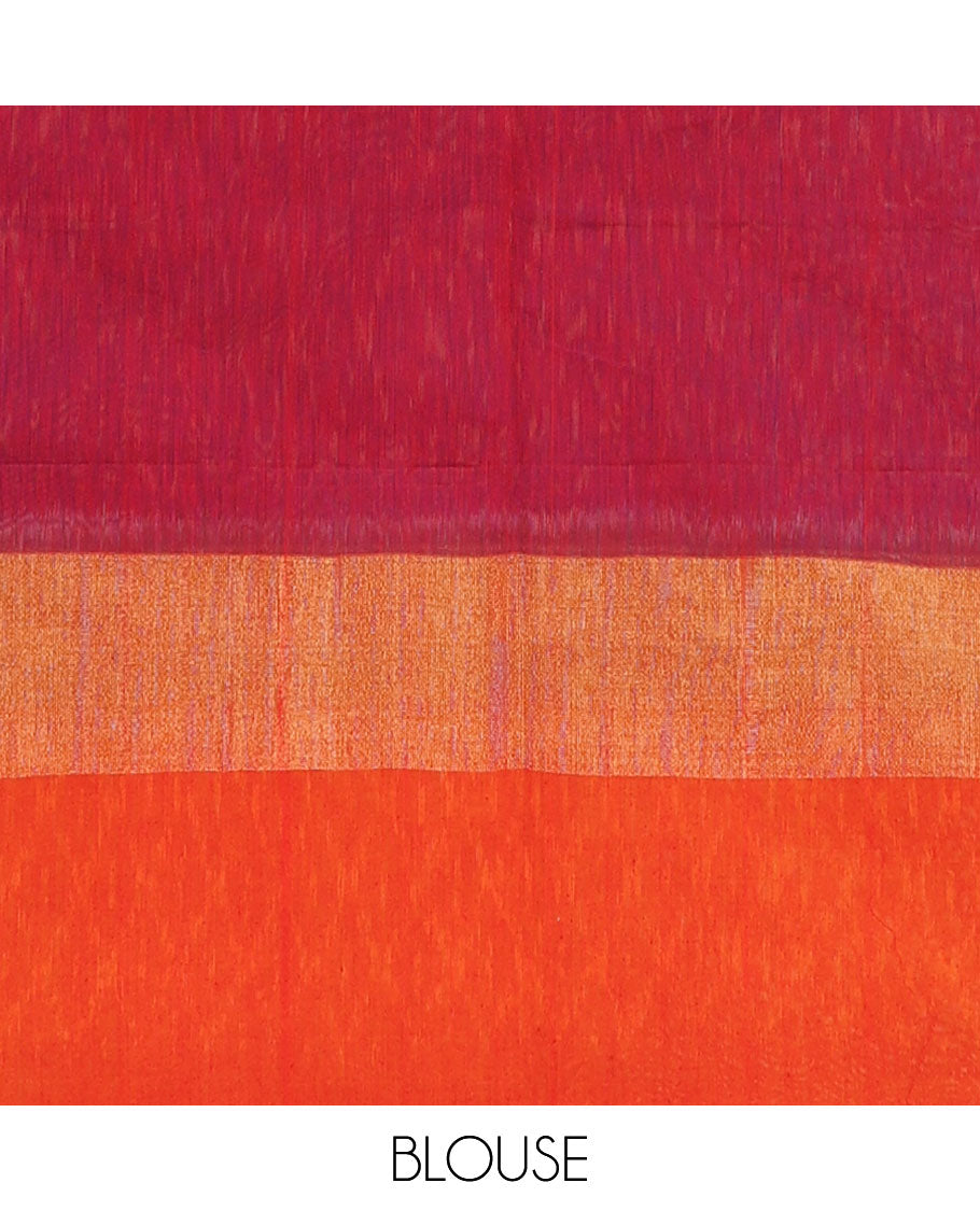 Blue ikkat chevron design silk cotton saree, contrast border of ikkat design, and pallu of ikkat jaal design