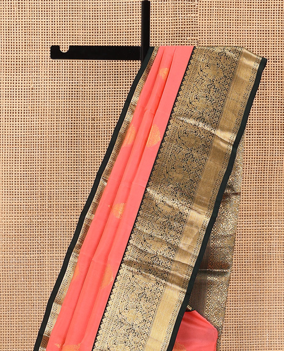 Pink Vasundhara Lite Silk Mix Saree, Woven with Zari Buttas on Its Body, Complemented by a Contrast Border of Kamalam, Neli, and Iruthalai Pakshi Designs, Gracefully Embellished Pallu, and Paired with a Contrast Blouse