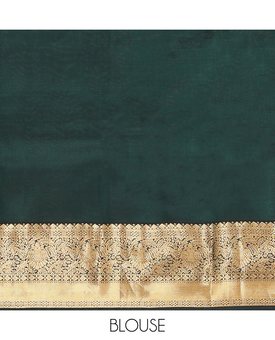 Pink Vasundhara Lite Silk Mix Saree, Woven with Zari Buttas on Its Body, Complemented by a Contrast Border of Kamalam, Neli, and Iruthalai Pakshi Designs, Gracefully Embellished Pallu, and Paired with a Contrast Blouse