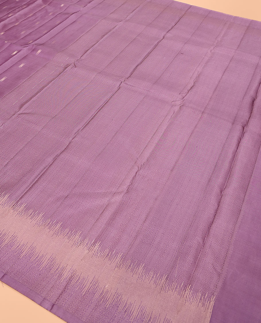 Purple zari buttas Vasundhara silk saree, self-border, and pallu of geometric designs