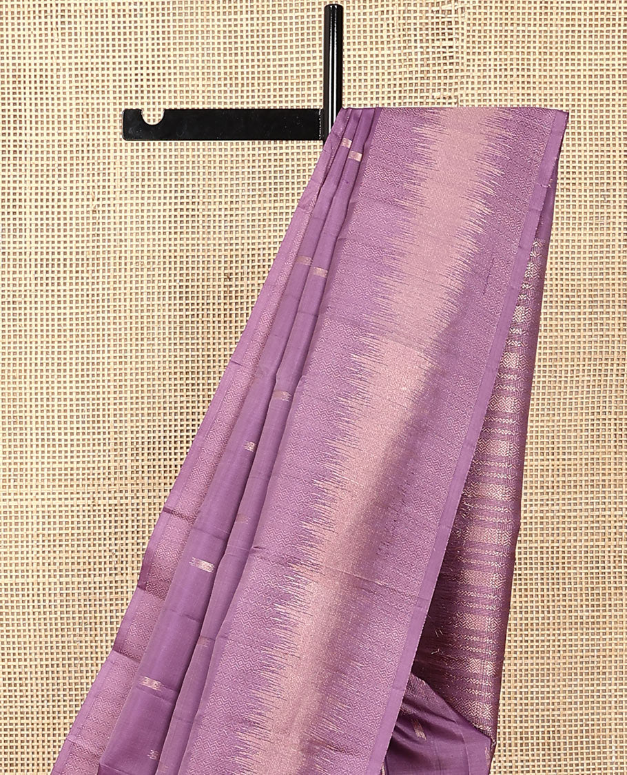 Purple zari buttas Vasundhara silk saree, self-border, and pallu of geometric designs