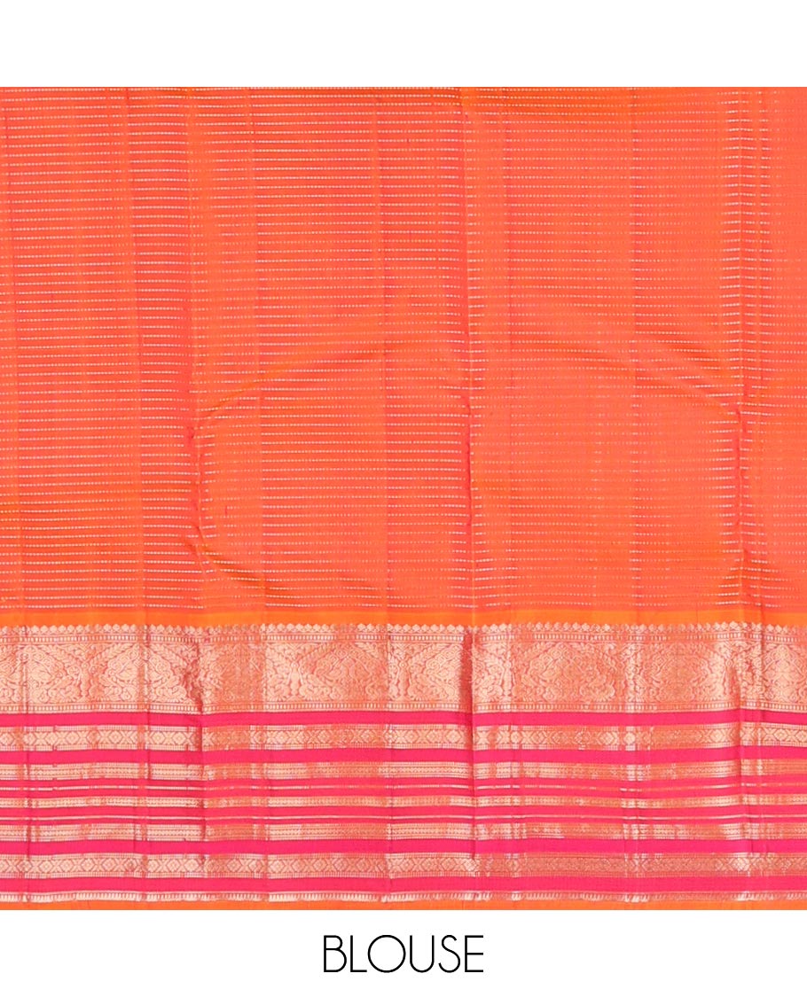 Blue zari design silk saree, contrast ganga jamuna border of thilakam mokku,muthu,mayil, cross kamalam & neli design & jaal pallu