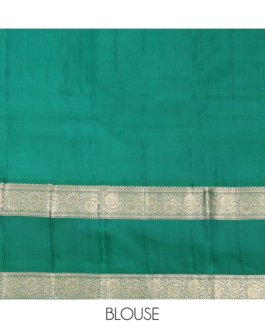 Sandal zari design silksaree, contrast rettai pettu border of thilakam mokku,kathir & kodi visiry designs & ogee-patterned pallu