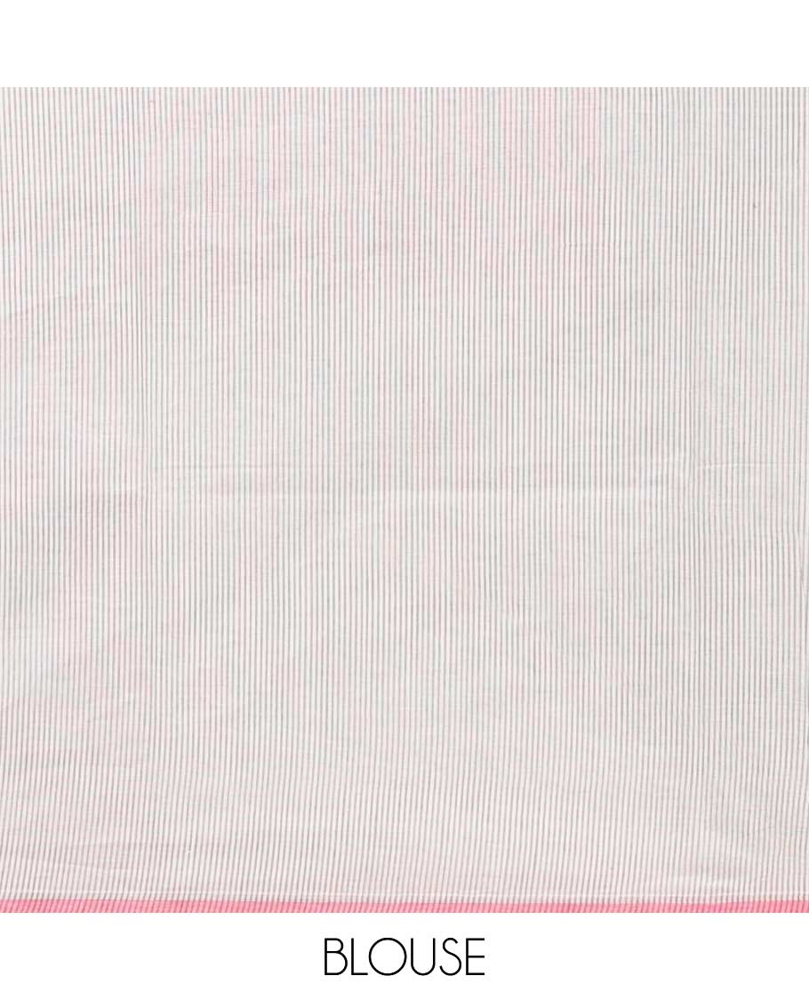 Borderless multi-color jaal patterned gird buttas Coimbatore cotton saree, pallu of geometric motifs