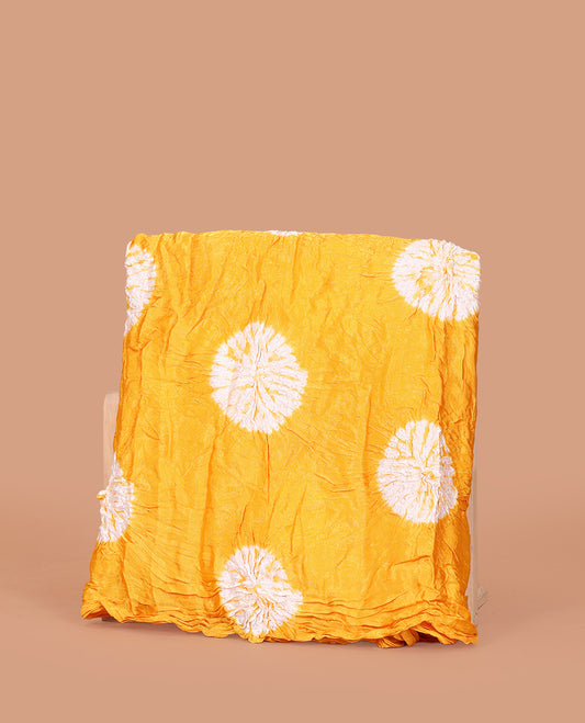 Borderless Yellow Bandhani Dola Silk Saree