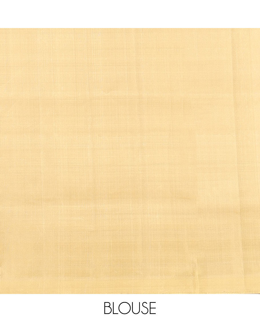 Borderless green tree buttas soft silk saree, contrast intricately designed pallu