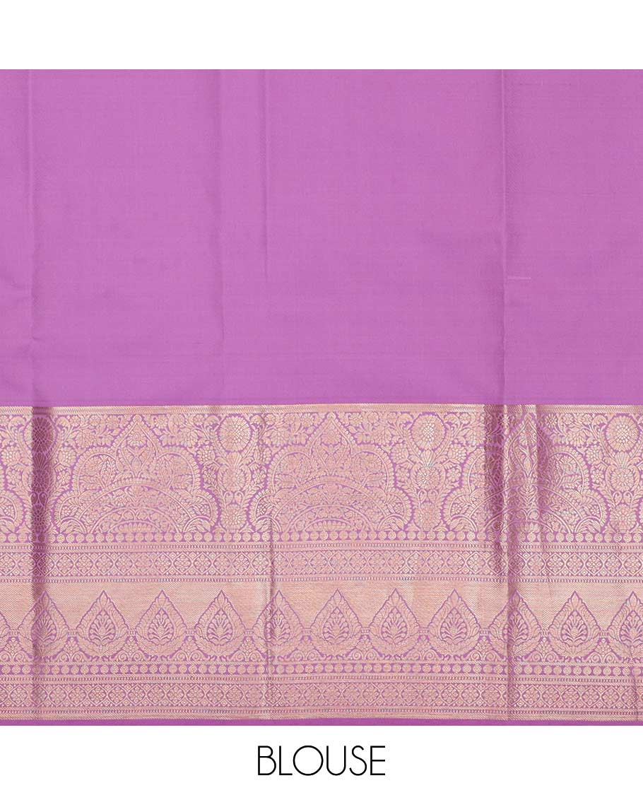 Yellow pure-silk half saree, jacquard with contrast traditional zari bordered skirt, zari design blouse, and zari design dhavani